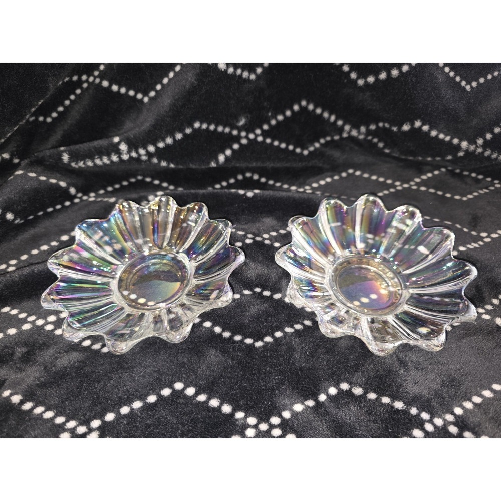 Vintage Federal Glass Company Iridescent‎ Celestial 6" Bowls – Set of 2
